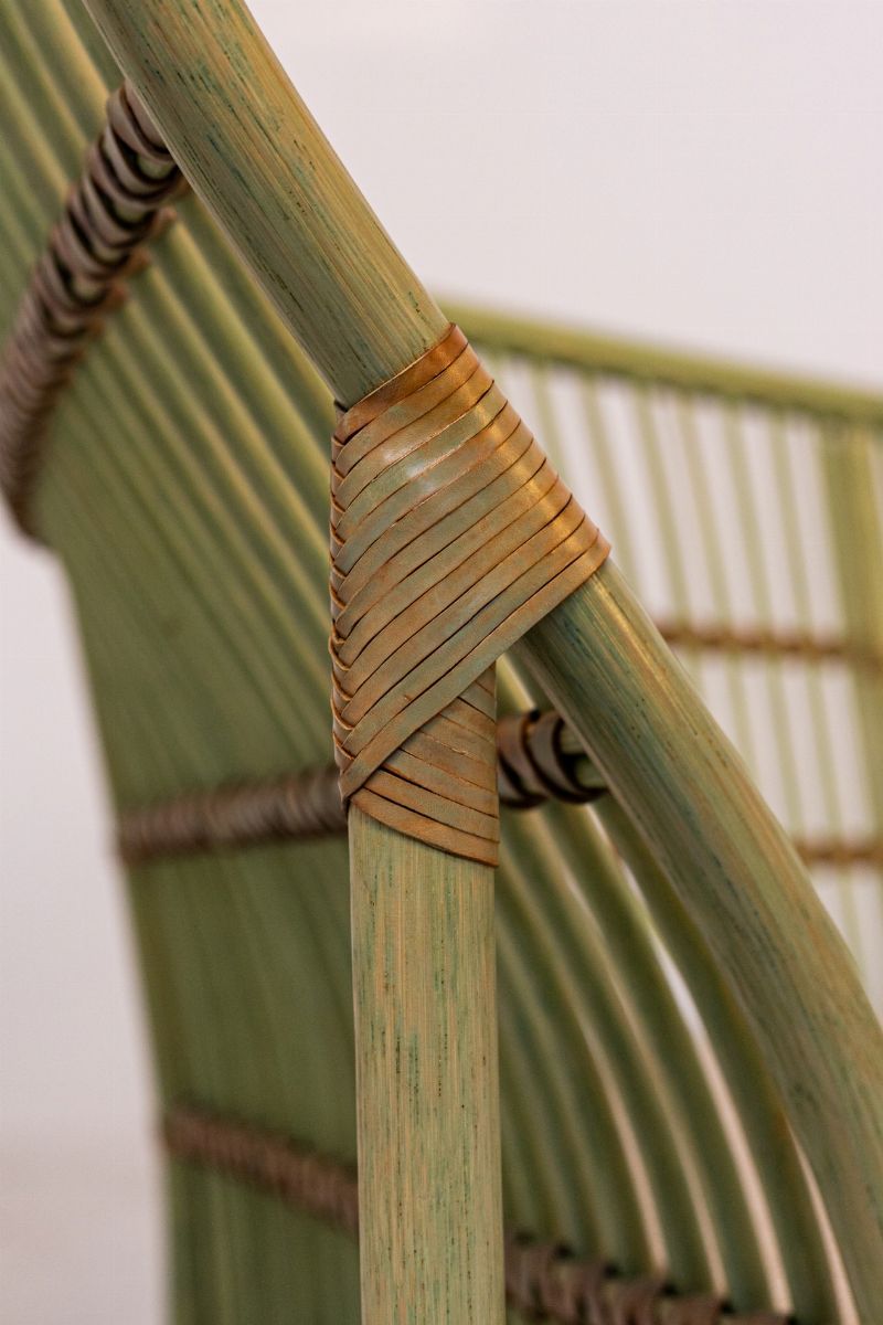 Italian Sofa in Bamboo Post Modern in Grey Fabric