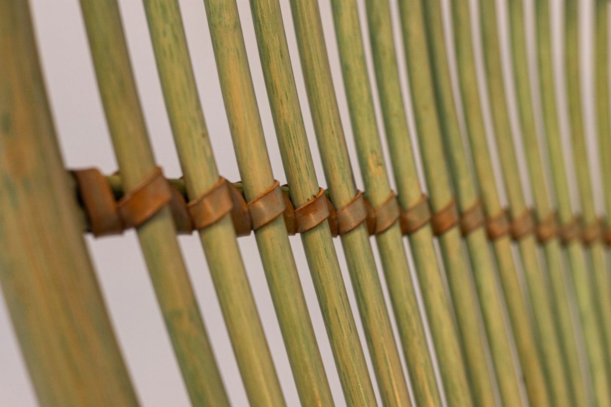 Italian Sofa in Bamboo Post Modern in Grey Fabric