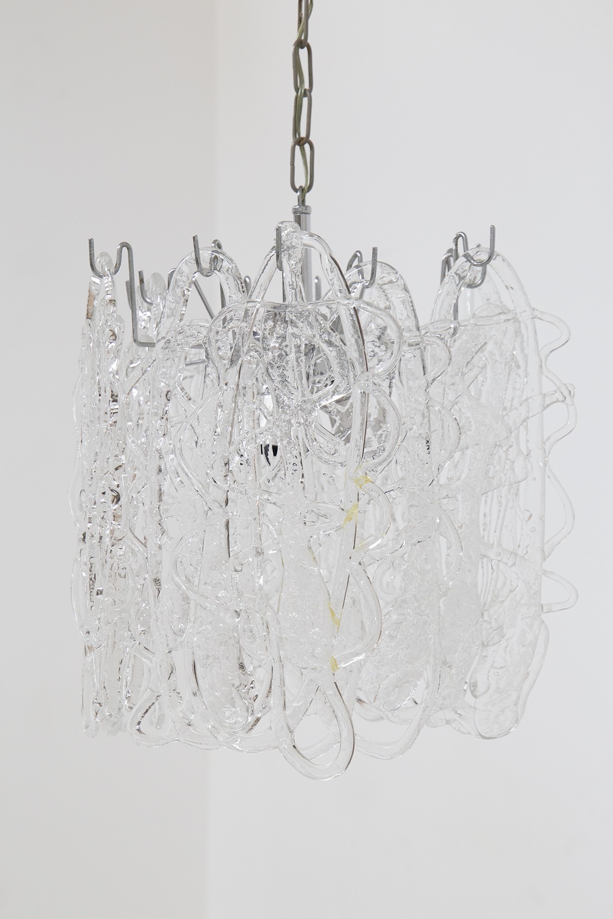 Lampadario in vetro Murano e acciaio Mazzega