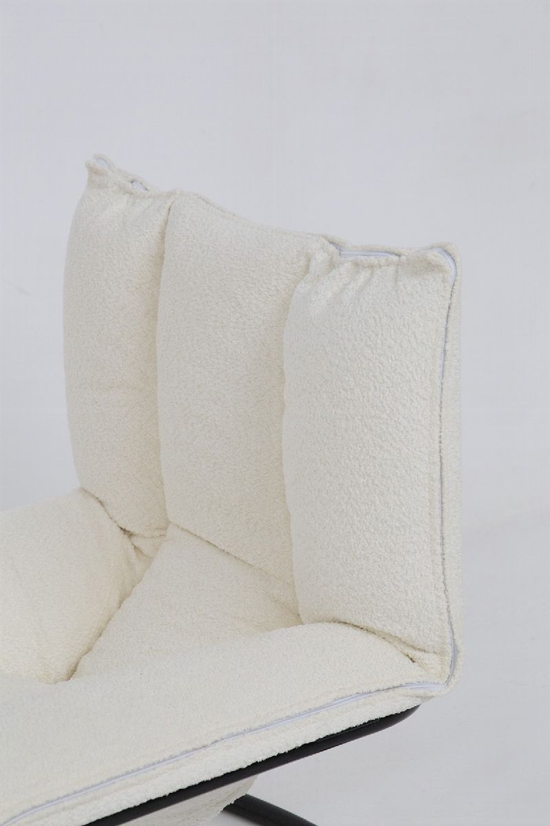 Pair Armchairs in Boucle And Metal
