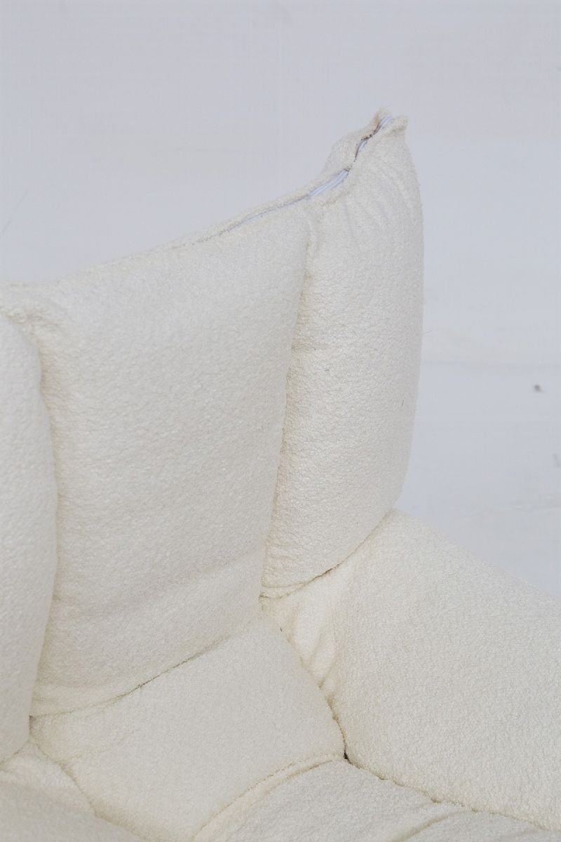 Pair Armchairs in Boucle And Metal