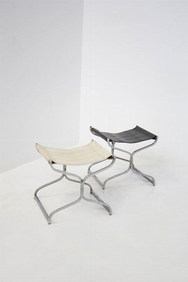 Vittorio Introini - Vintage Leather Stools by Caccia Dominioni and Introini for Vips Residence