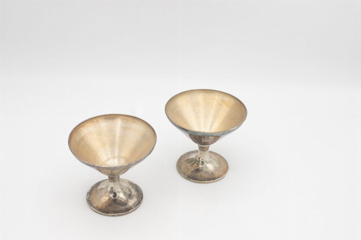 G. Ponti Duetto di coppe Martini in metallo argentato