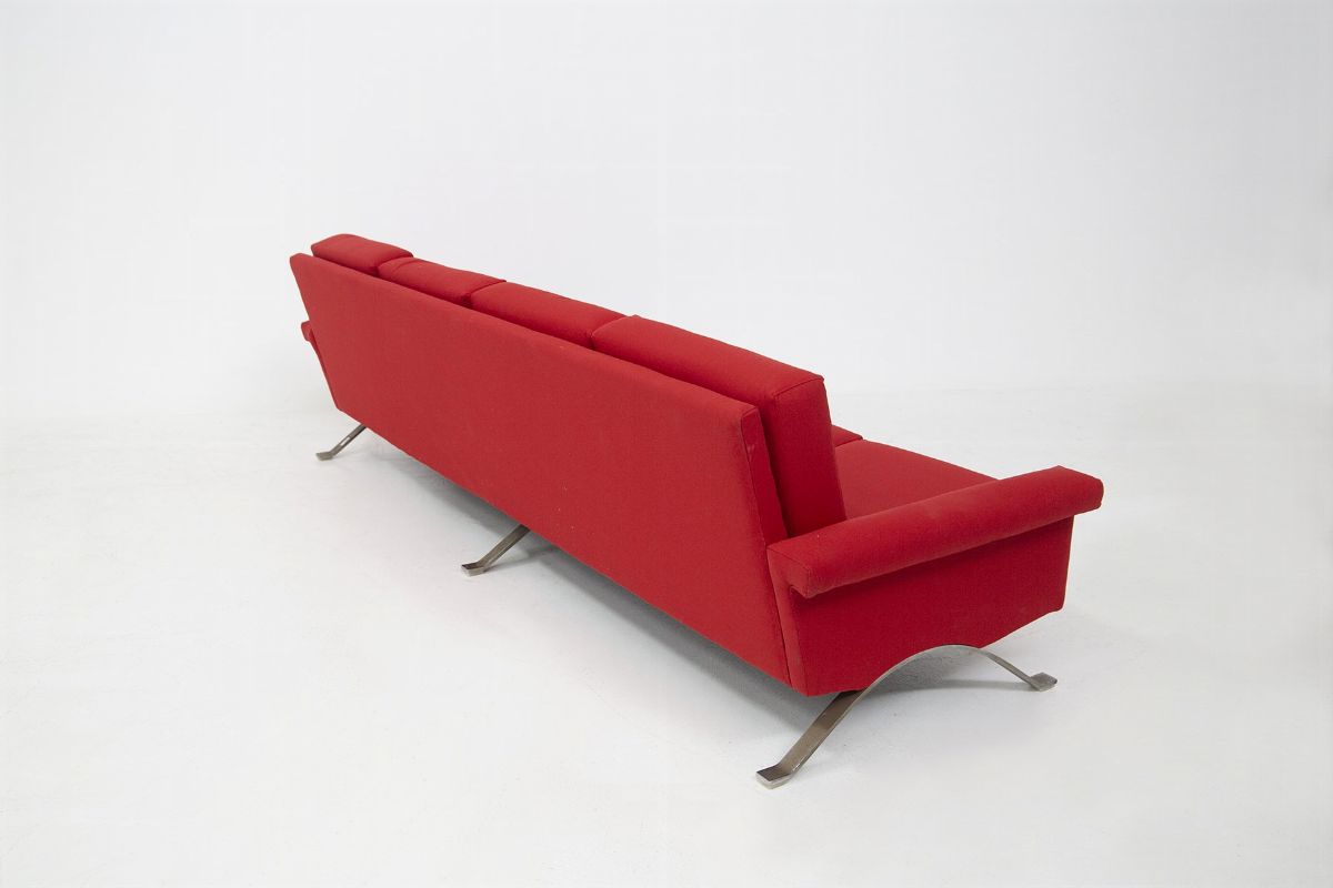 Rare Italian Red Sofa by Ico Parisi for Cassina Mod. 875, Published