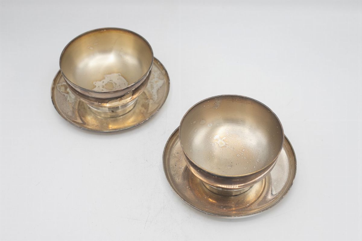 G. Ponti Duetto di ciotole d'epoca con piattini