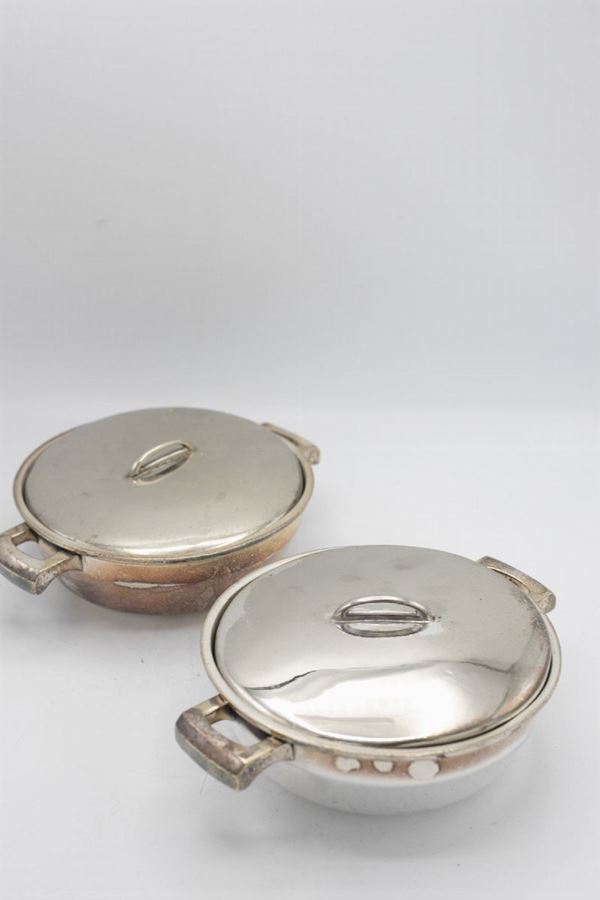 Fratelli Calderoni - Rare Vintage Pots and Lids in Silver