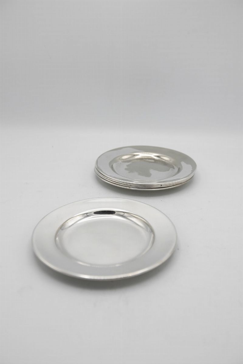 G. Ponti Set di cinque piattini d'argento vintage