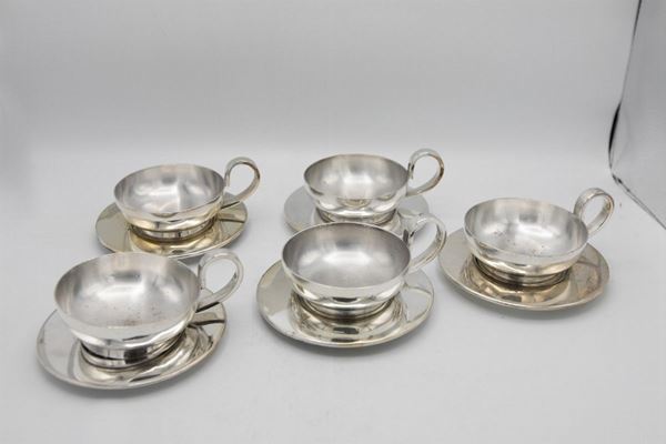 Caravelle - G. Ponti Set di cinque tazze e piattini vintage