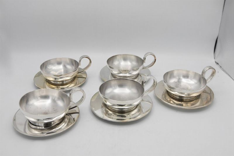 G. Ponti Set di cinque tazze e piattini vintage
