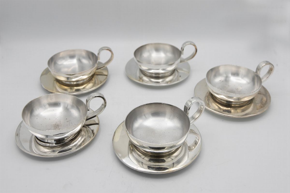 G. Ponti Set di cinque tazze e piattini vintage