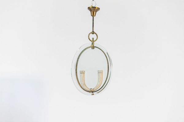 Gio Ponti - Pendente italiano in ottone e vetro artistico (Attr.)