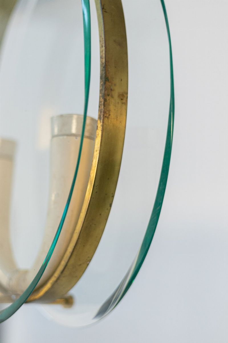 Italian Pendant Attributed to Gio Ponti in Brass and Art Glass