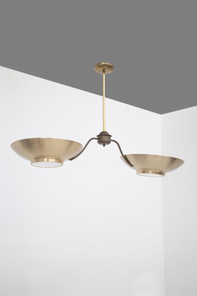 Lampadario Paavo Tynell in Ottone e Vetro