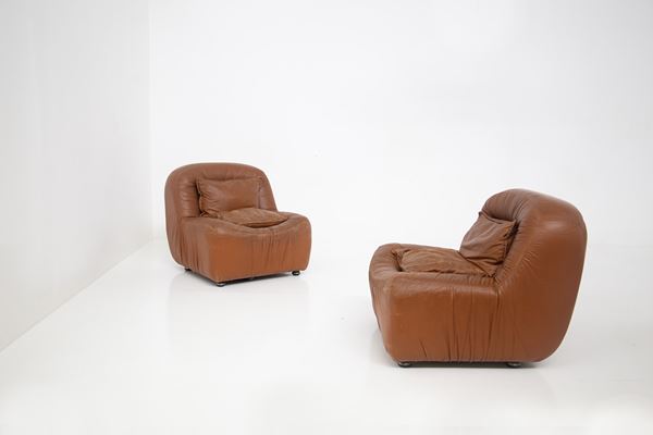 Jonathan De Pas,Paolo Lomazzi,Donato D'Urbino - De Pas, D'Urbino, Lomazzi Leather Armchairs (Attr)