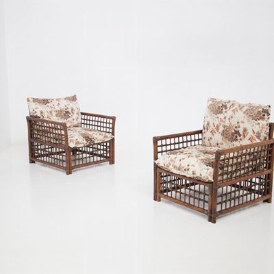 Poltrone Floreali di Vivai del Sud in Legno e Rattan