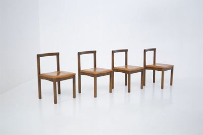 Set di Quattro Sedie in Legno di Vittorio Introini per Sormani