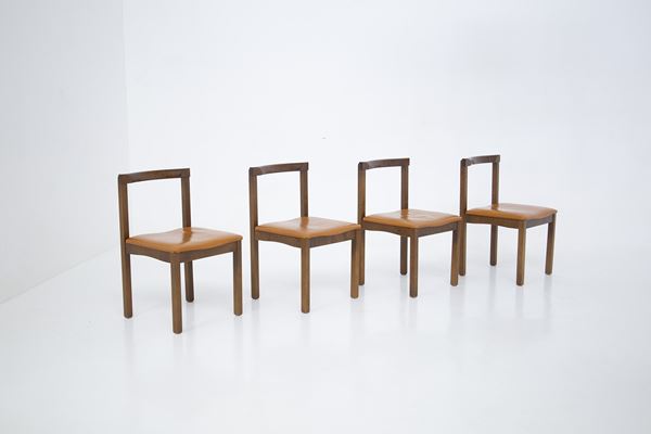 Vittorio Introini - Set of four wooden chairs by Vittorio Introini for Sormani