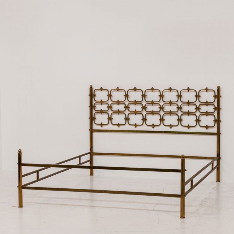 Luciano Frigerio Sculpture Double Bed in Brass