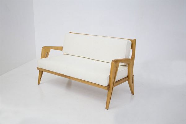 Carlo Graffi,Franco Campo - Sofa in white bouclé (Attr.)