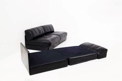 Divano in Pelle Nera Mod. Ds76 di Sofart - De Sede