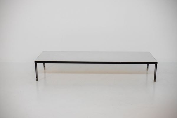 Rare Coffee Table Attr. to Gianfranco Frattini in Iron and White Marble