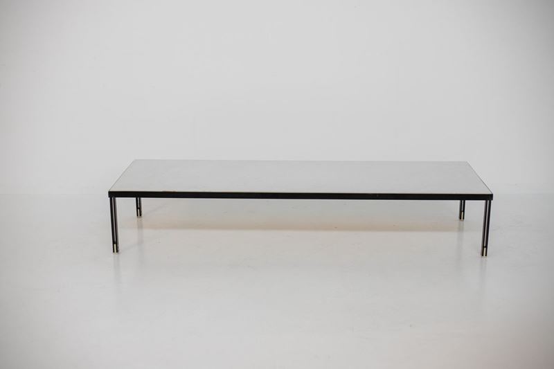 Rare Coffee Table Attr. to Gianfranco Frattini in Iron and White Marble