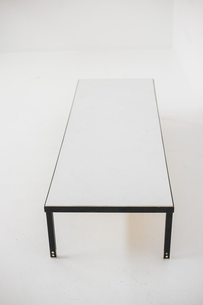 Rare Coffee Table Attr. to Gianfranco Frattini in Iron and White Marble