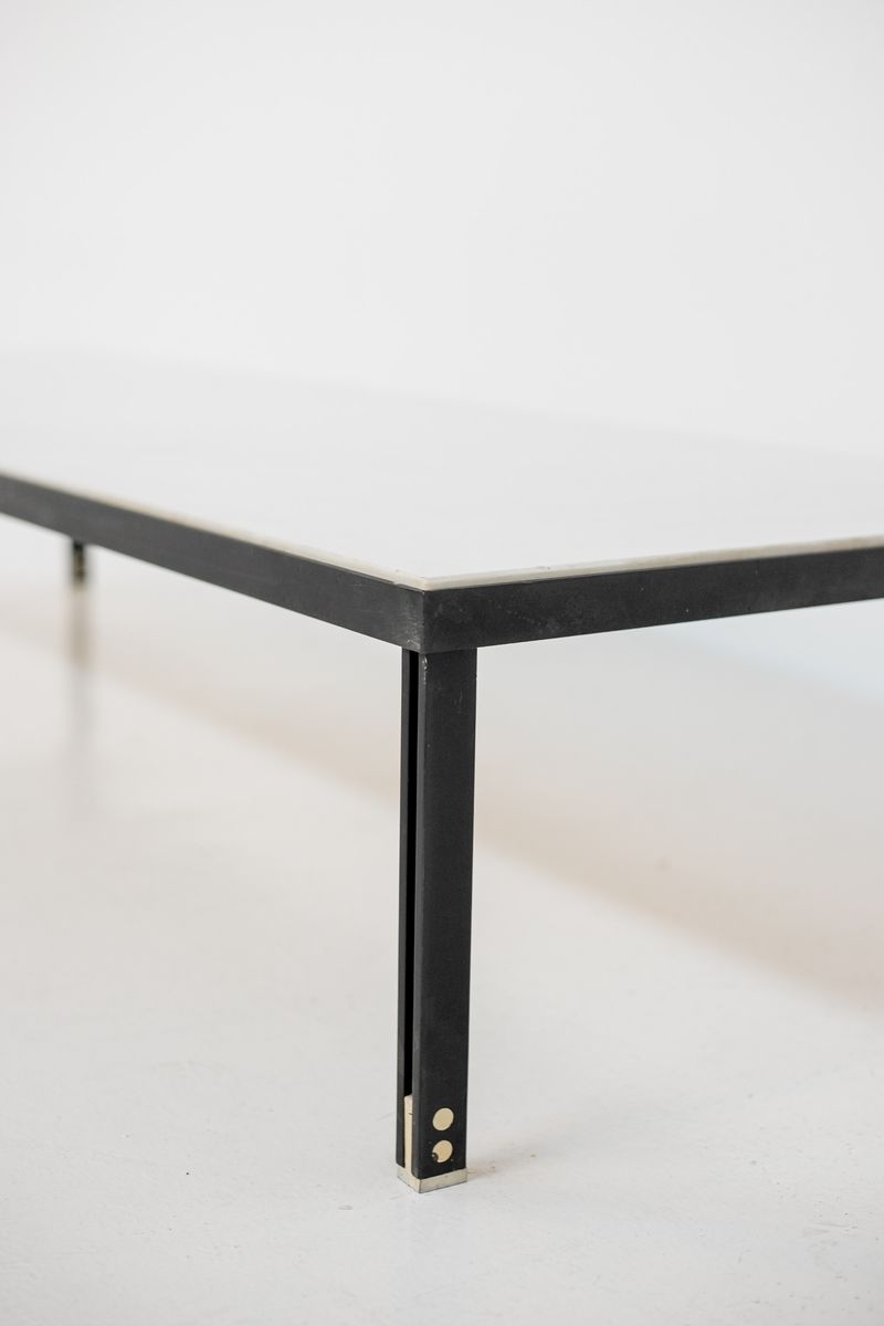 Rare Coffee Table Attr. to Gianfranco Frattini in Iron and White Marble