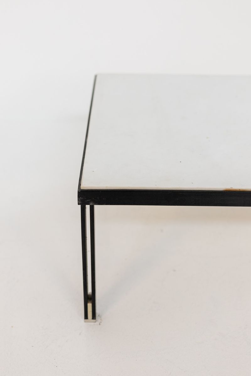 Rare Coffee Table Attr. to Gianfranco Frattini in Iron and White Marble