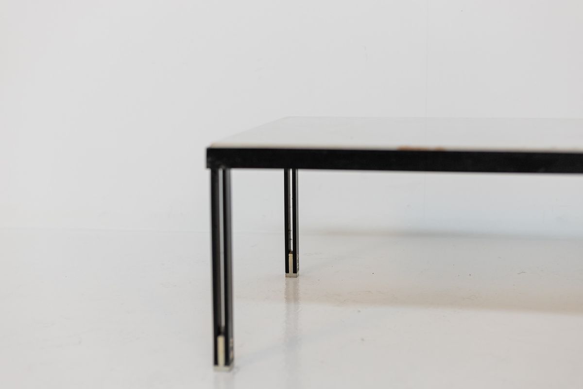 Rare Coffee Table Attr. to Gianfranco Frattini in Iron and White Marble
